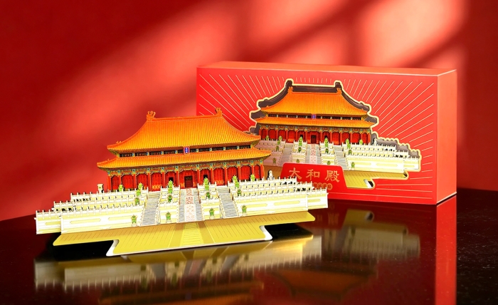 北京故宫博物院太和殿多层木质冰箱贴
